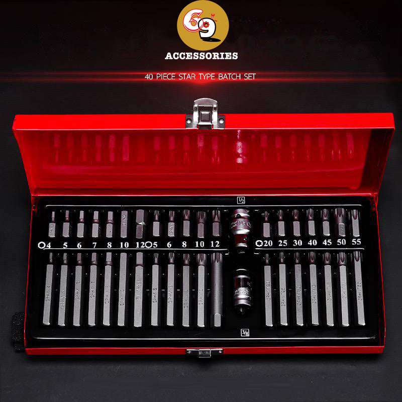 40PCS 1/2" 3/8" Portable Drive Nut Driver Bit Set
CR-V Chorme Vanadium Steel Hex Head Socket Screw Bit Kit