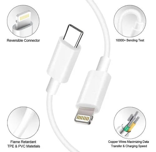 200W USB-C Power Adapter USB-C to Lightning Cable