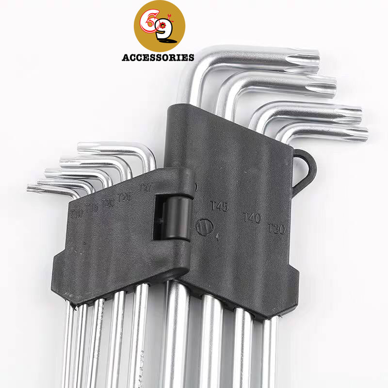 9pcs Long High Quality customized Professional L Type CRV Torx Hex Key Wrench Set tool