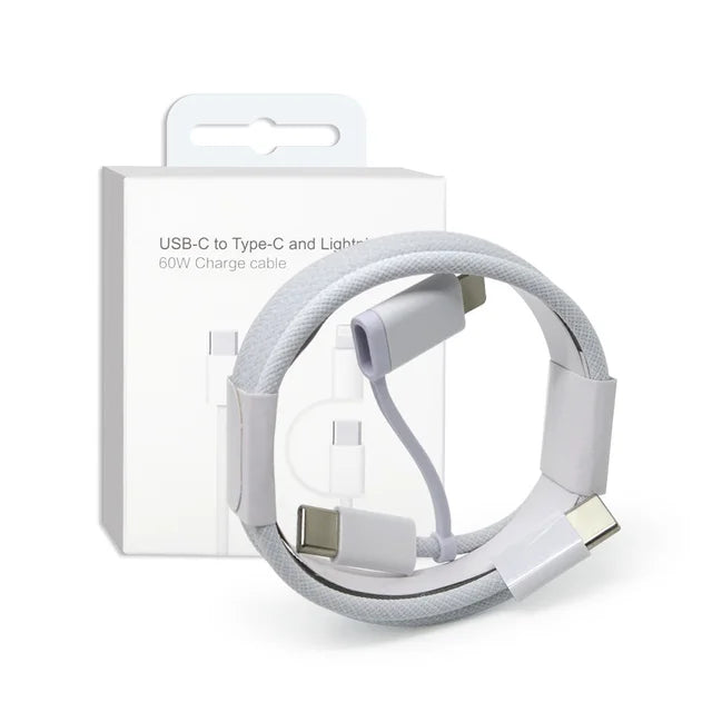 USB-C to Type-C and Lightning 60W Charge Cable