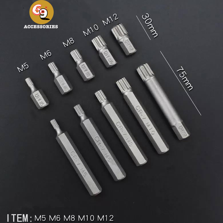 40PCS 1/2" 3/8" Portable Drive Nut Driver Bit Set
CR-V Chorme Vanadium Steel Hex Head Socket Screw Bit Kit