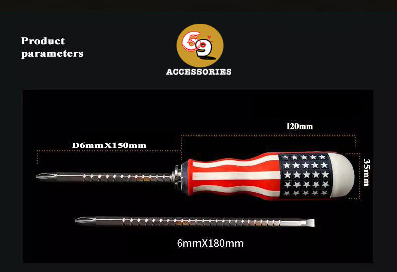 The American flag 6" with magnetic screwdriver tools for two purpose use