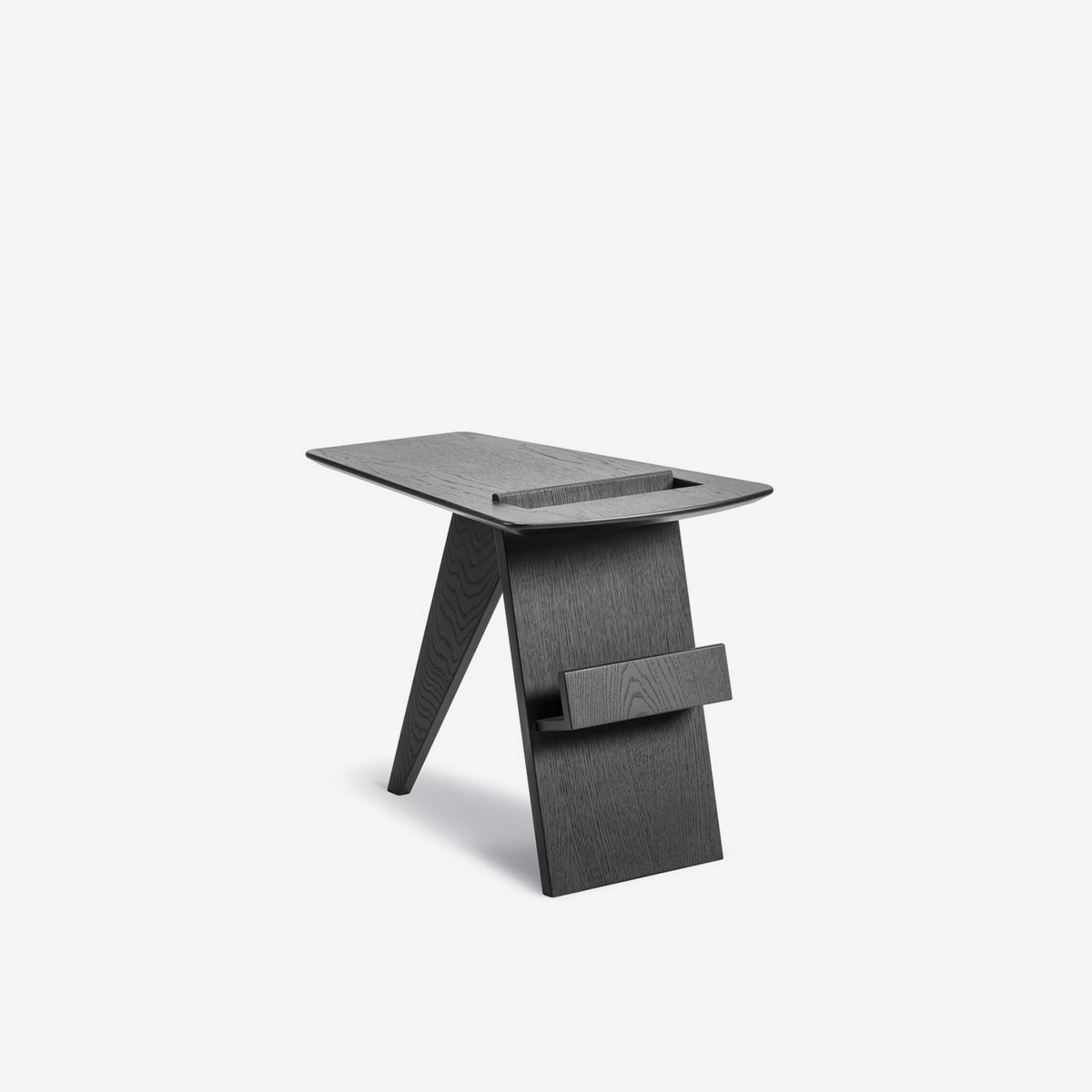 Black side table with magazine rack