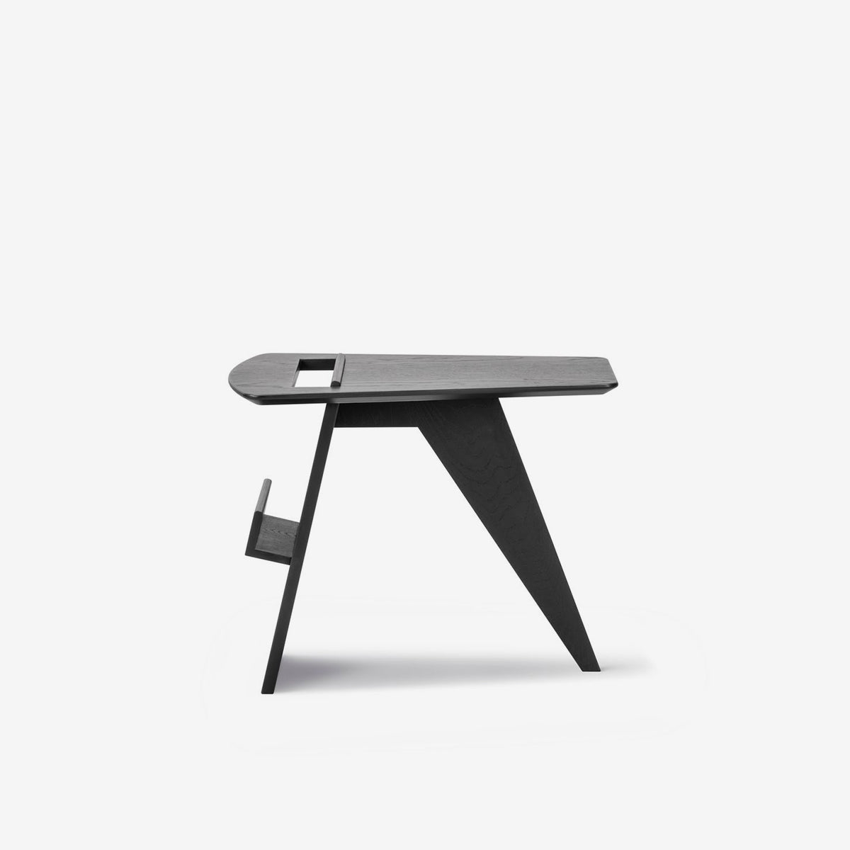 Black side table with magazine rack