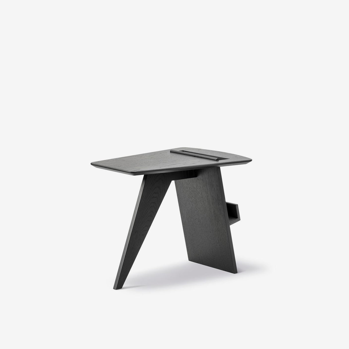 Black side table with magazine rack