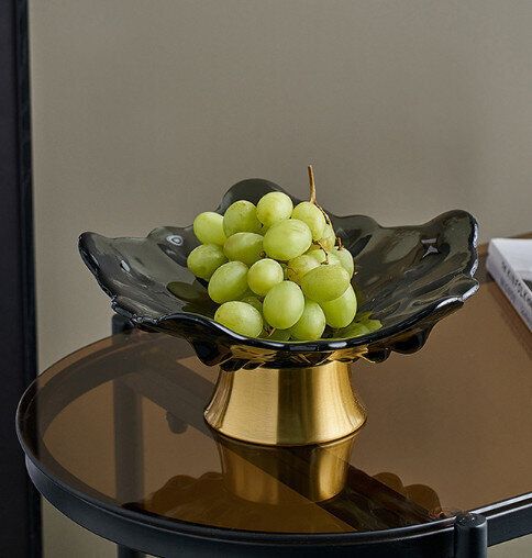 Glass lotus leaf fruit plate