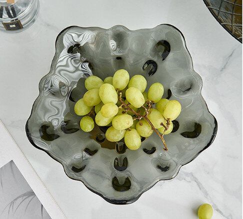 Glass lotus leaf fruit plate