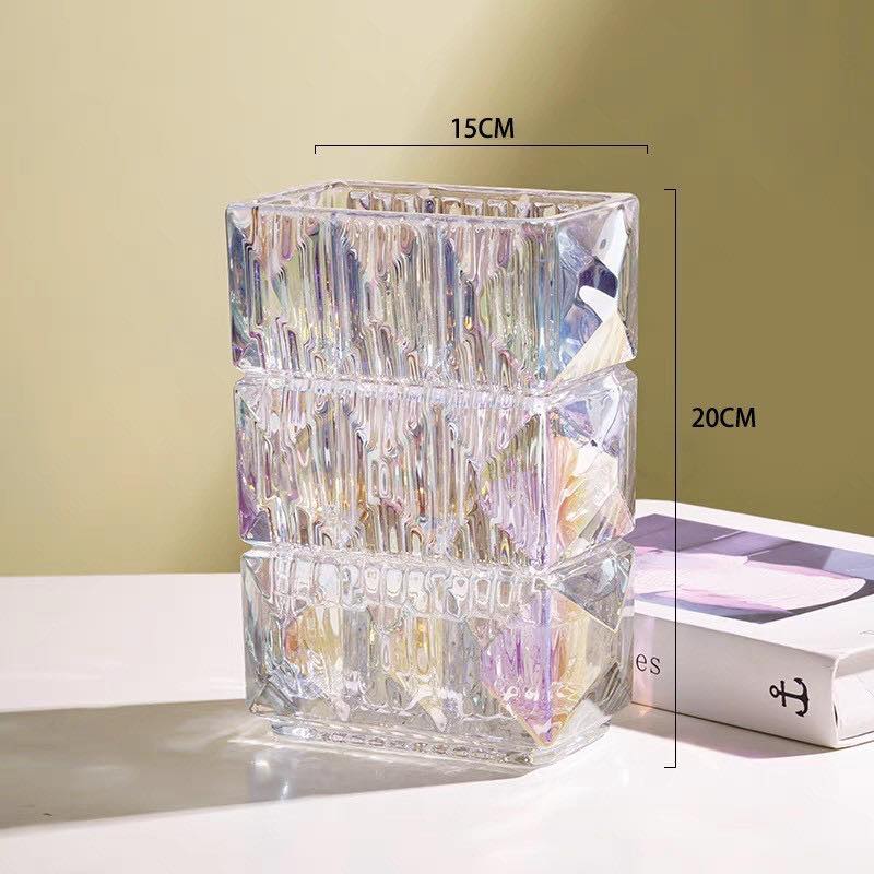 Square Crystal Glass Flower Vase