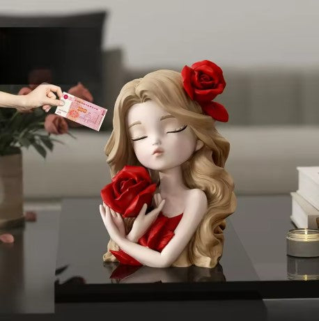 elegant Resin girl figurine(red )