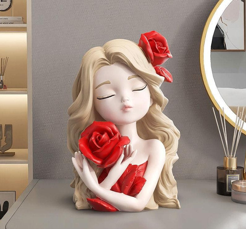 elegant Resin girl figurine(red )