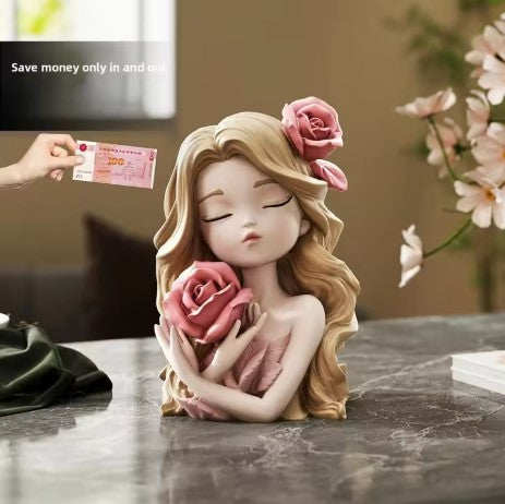 elegant Resin girl figurine(pink)