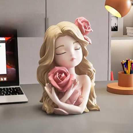 elegant Resin girl figurine(pink)
