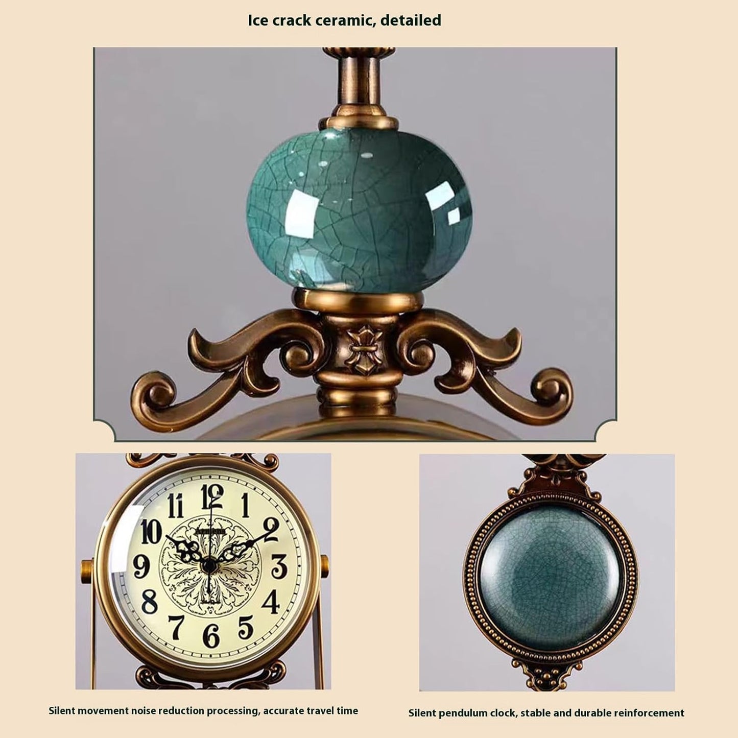 Metal Ceramic ClockMantel