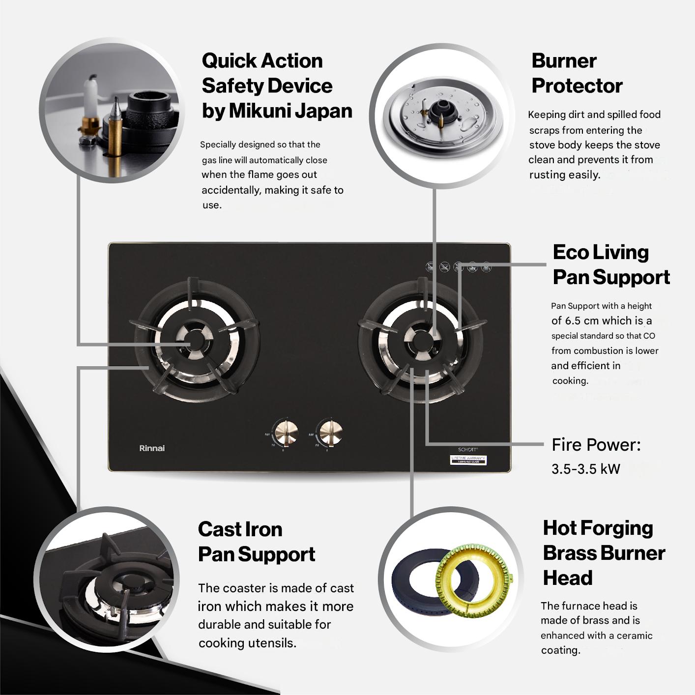 2 Bumer Gas Cooker (RB-2GH-C (BK)