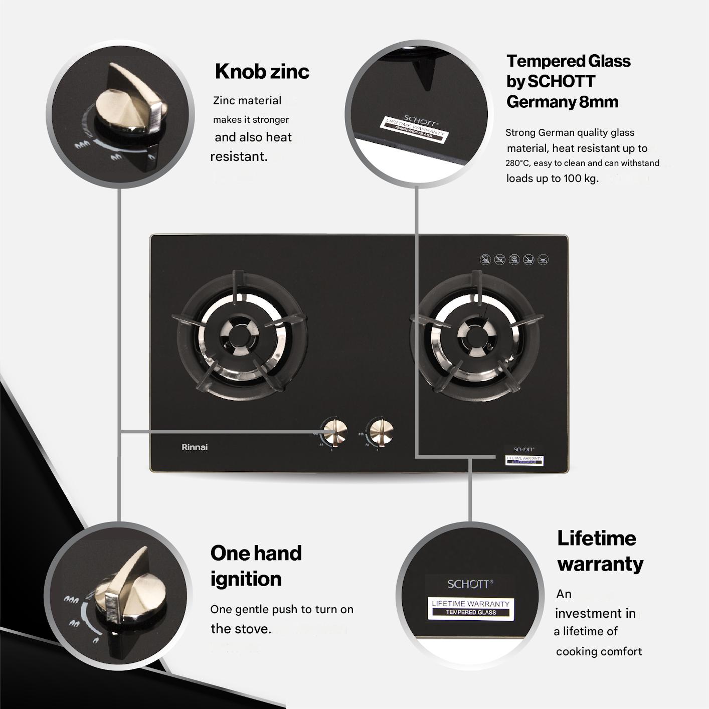 2 Bumer Gas Cooker (RB-2GH-C (BK)