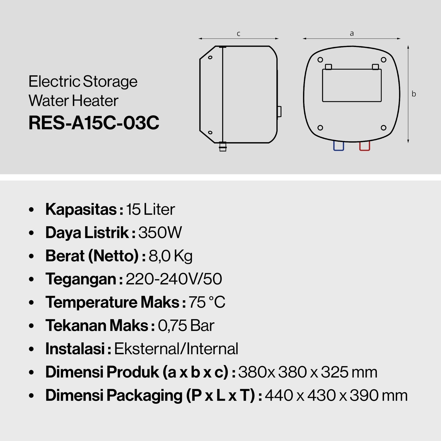 Electric Storage Water Heaters (ESWH), (RES-A15C-20G)