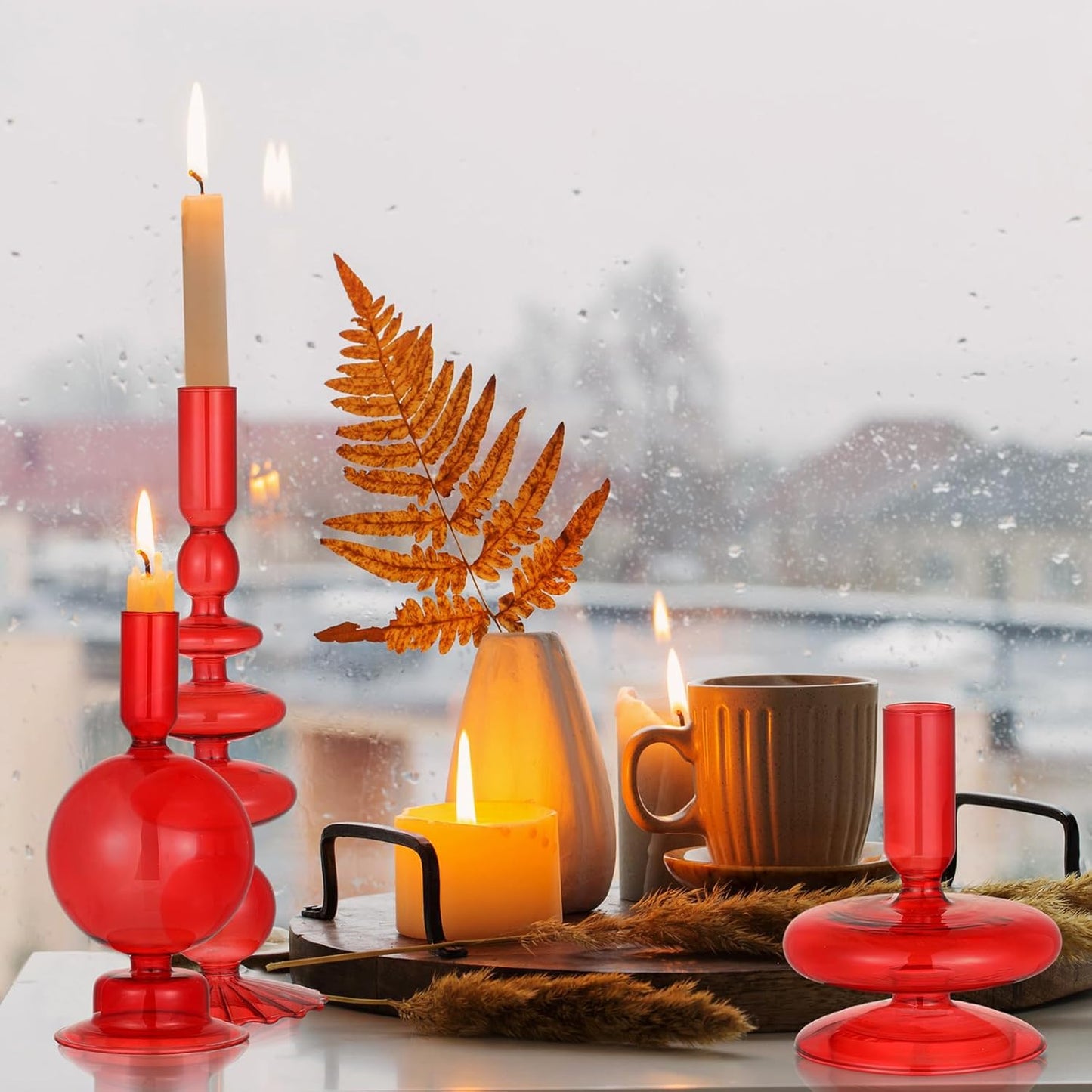 Rtteri 3 Pcs Glass Candlestick