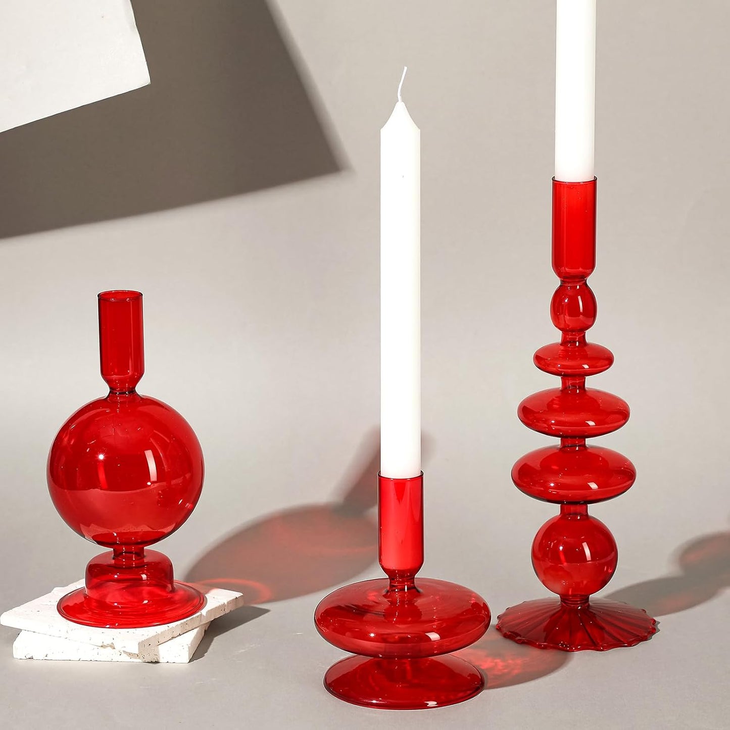 Rtteri 3 Pcs Glass Candlestick