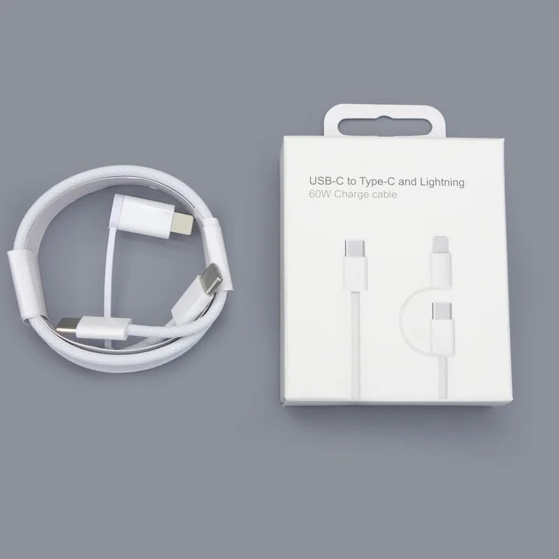 USB-C to Type-C and Lightning 60W Charge Cable
