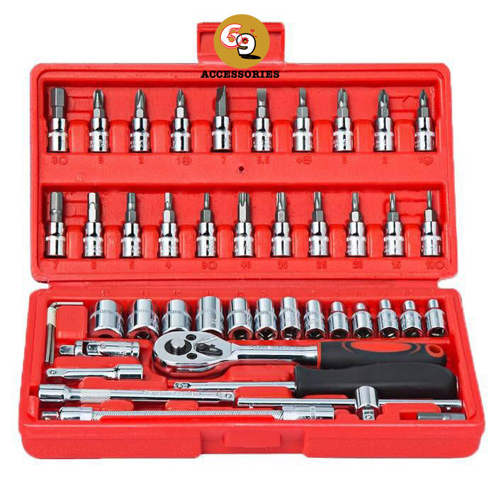 46 pcs Sockets Set Ratched Wrench Hand Tool Set