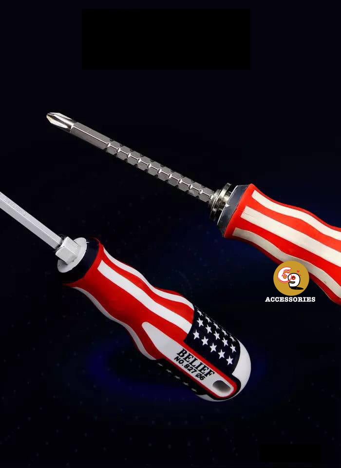 The American flag 6" with magnetic screwdriver tools for two purpose use