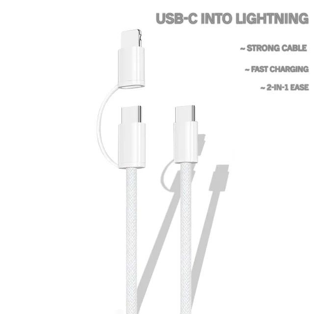 USB-C to Type-C and Lightning 60W Charge Cable