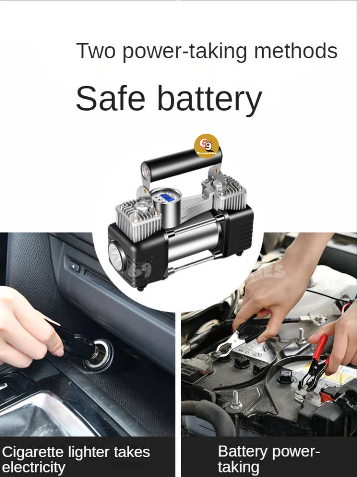 Digital Pressure Preset 12v Air
  Compressor Car Tyre Inflator
  Double Cylinder Metal Car Tire
  Inflator High Pressure Air Pump