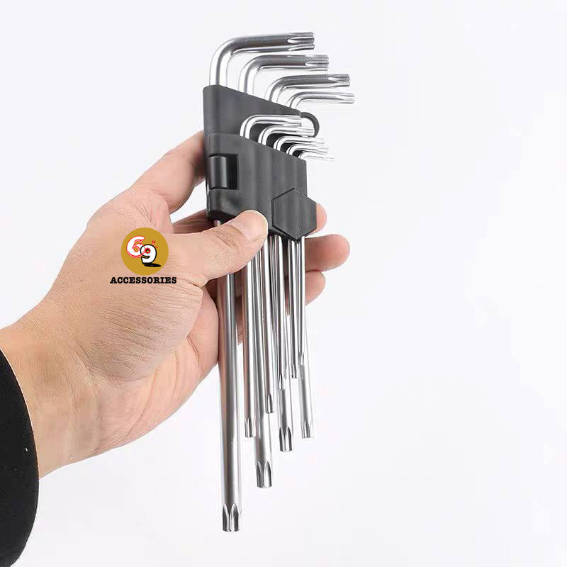 9pcs Long High Quality customized Professional L Type CRV Torx Hex Key Wrench Set tool