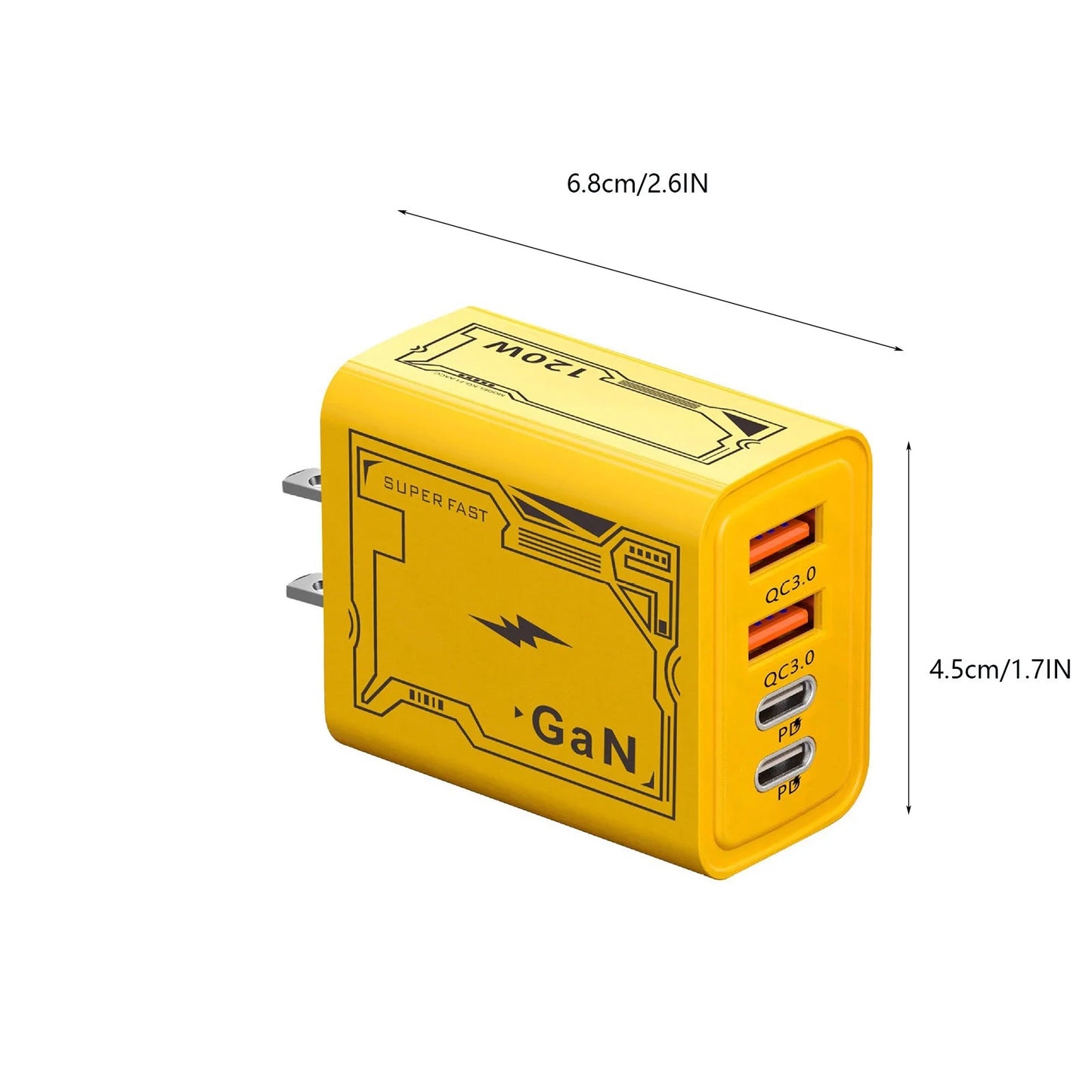 120W Super fast charger dual USB + dual PD