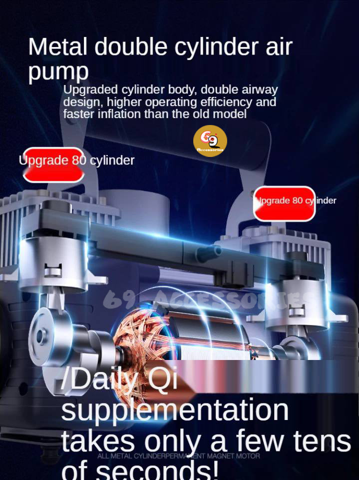 Digital Pressure Preset 12v Air
  Compressor Car Tyre Inflator
  Double Cylinder Metal Car Tire
  Inflator High Pressure Air Pump