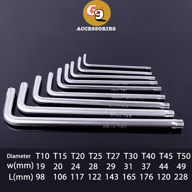 9pcs Long High Quality customized Professional L Type CRV Torx Hex Key Wrench Set tool