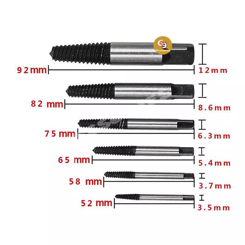 6Pcs Screw Extractor Center Drill 
 Bits Guide Set Broken Damaged
  Bolt Remover Removal Out Set
