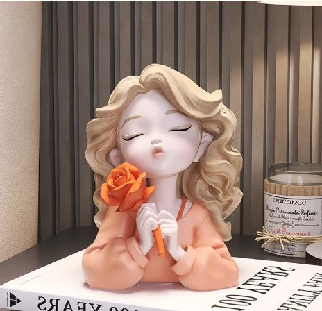 Resin girl figurine(orange)