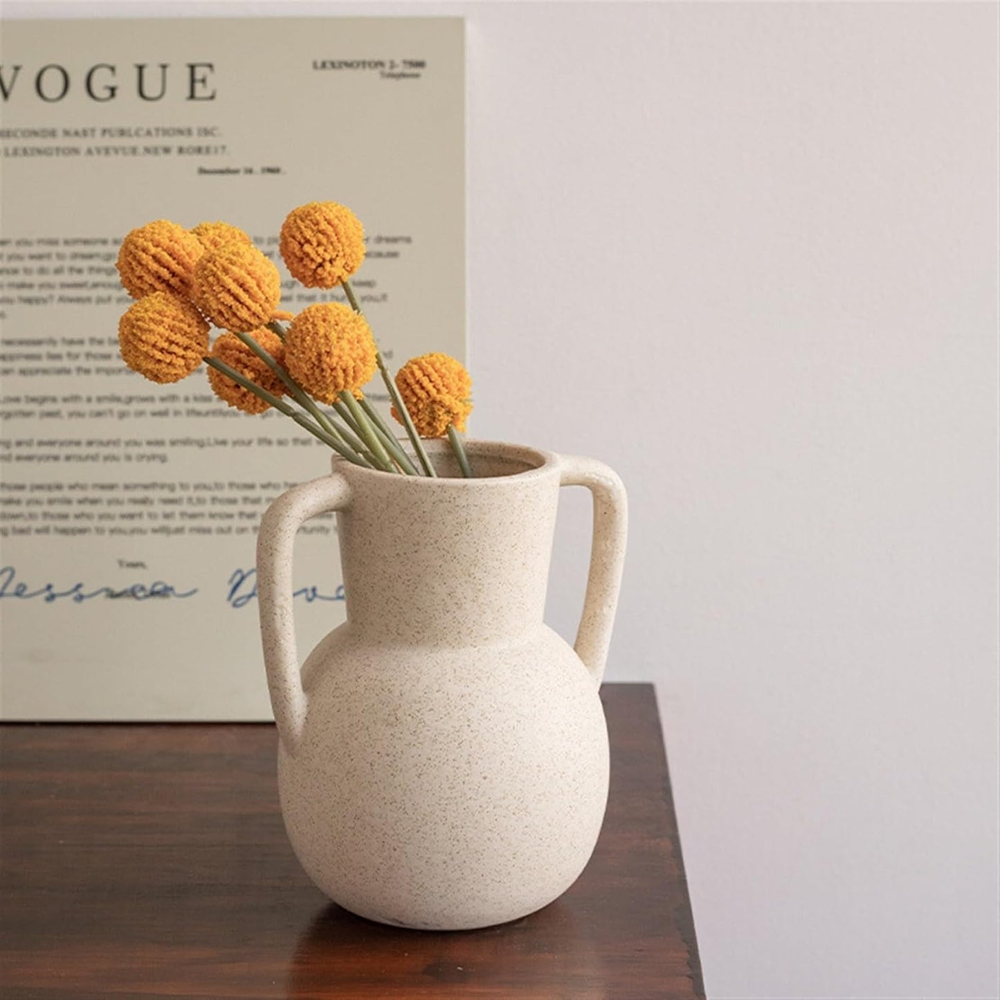 White Ceramic Vase 2 Handles