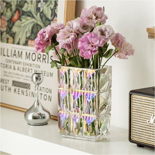 Square Crystal Glass Flower Vase
