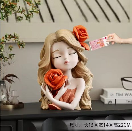 elegant Resin girl figurine(Orange)