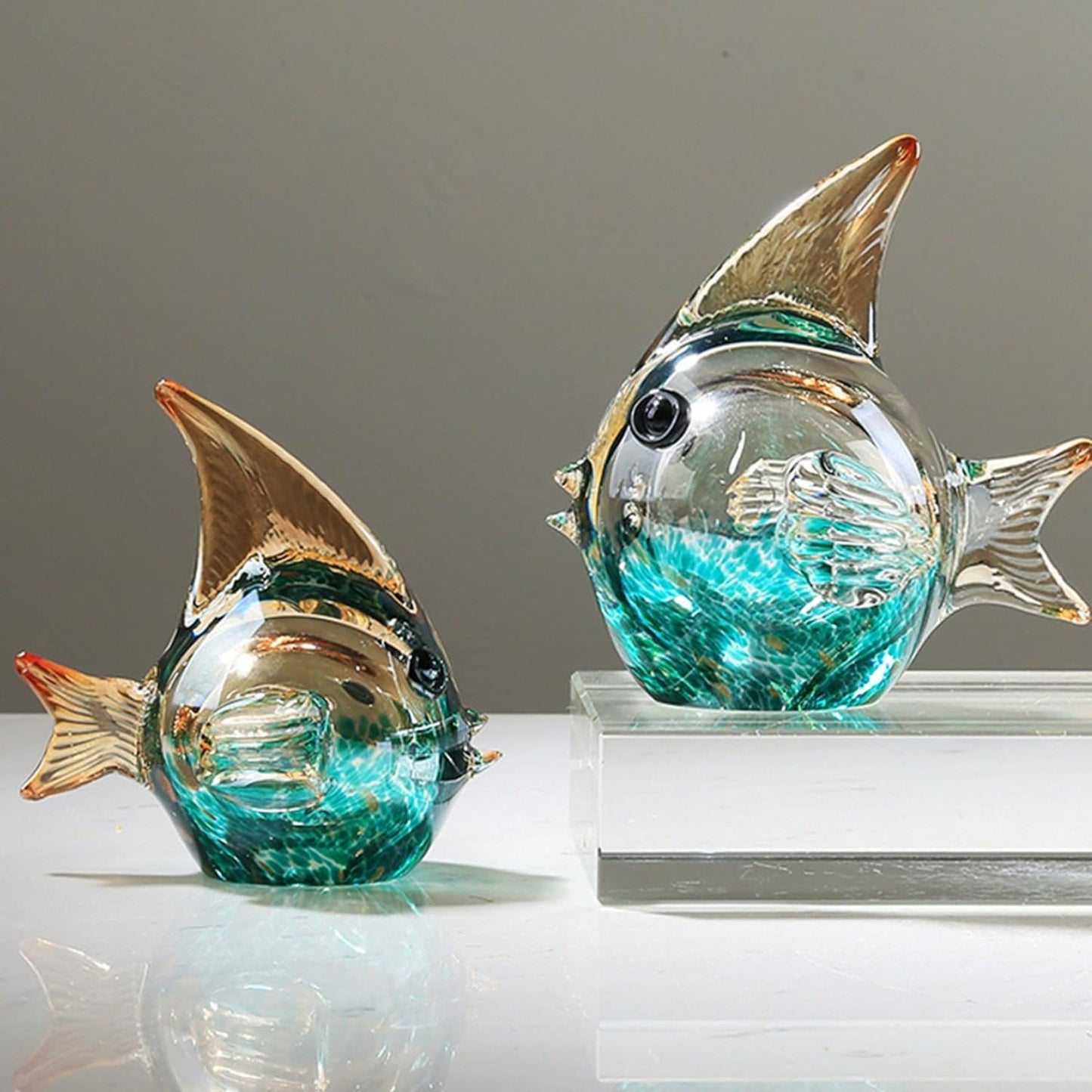 Crystal Glass Couple Fish