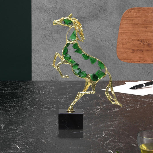 Metal Horse Statue (Green)
