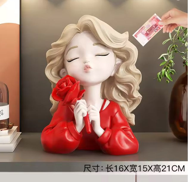 Resin girl figurine(red)