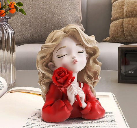 Resin girl figurine(red)