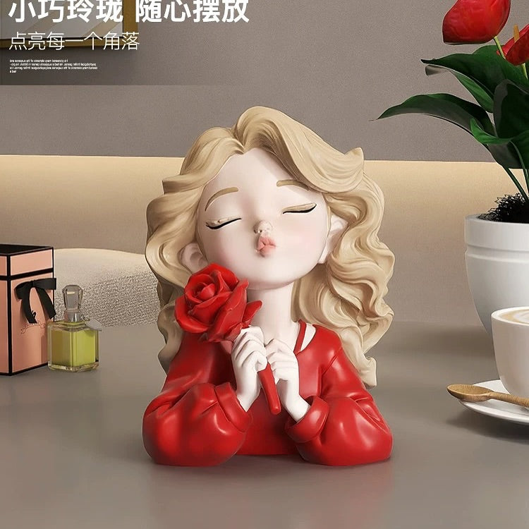 Resin girl figurine(red)