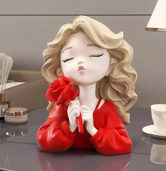 Resin girl figurine(red)