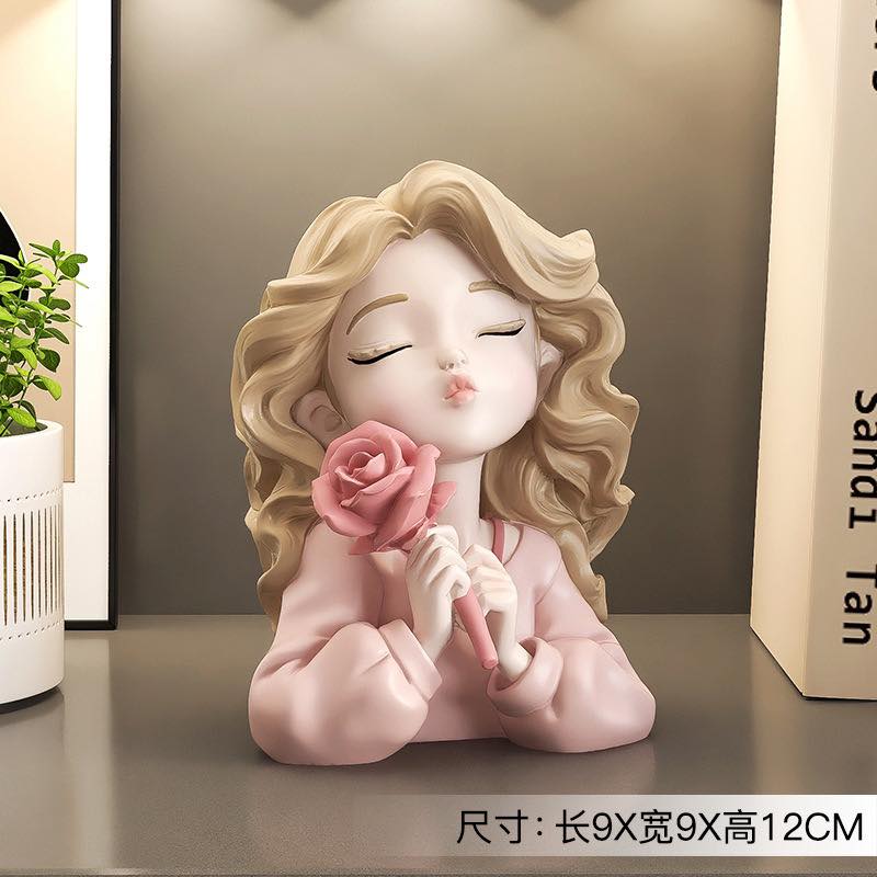 Resin girl figurine(pink)