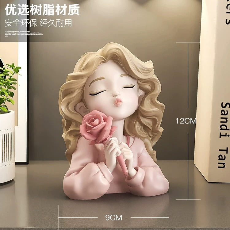 Resin girl figurine(pink)