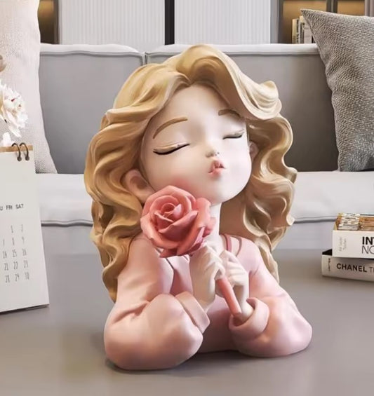 Resin girl figurine(pink)