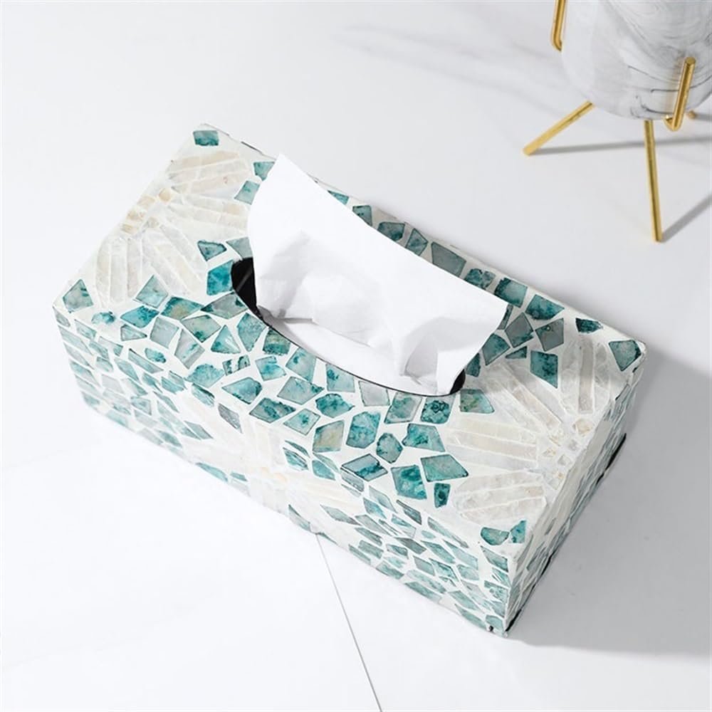 Luxury Shell Decorative Tissue Box (Green)