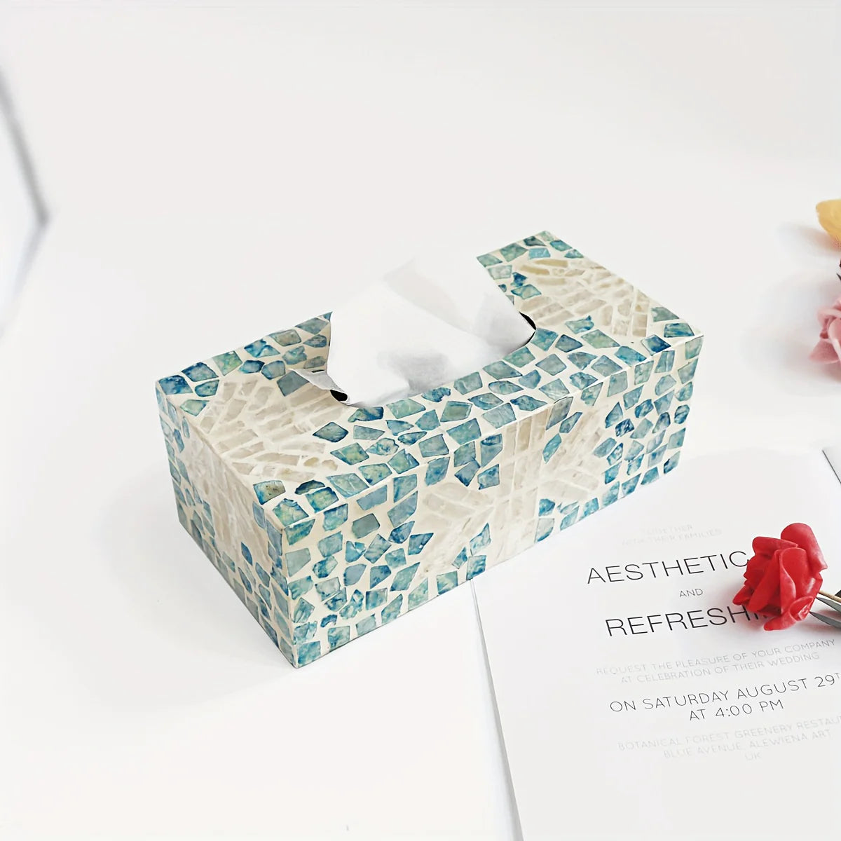 Luxury Shell Decorative Tissue Box (Green)