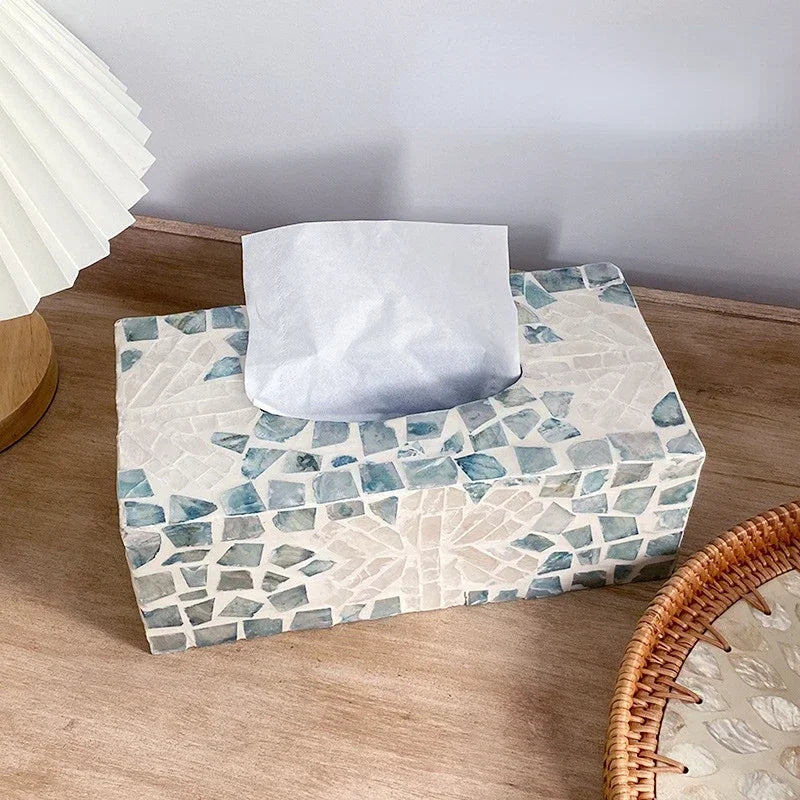 Luxury Shell Decorative Tissue Box (Green)