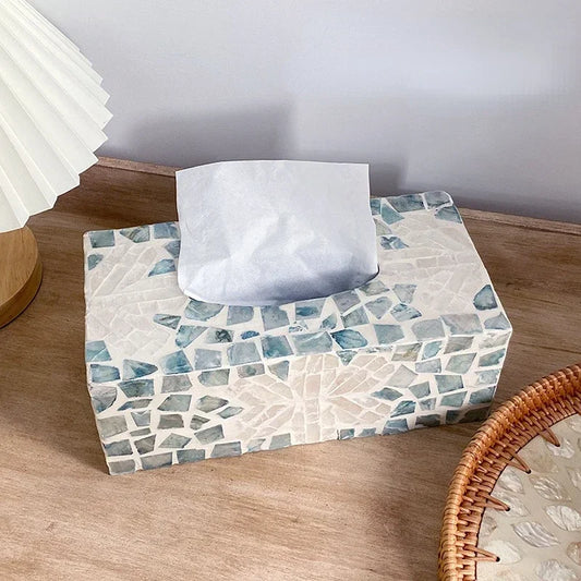 Luxury Shell Decorative Tissue Box (Green)