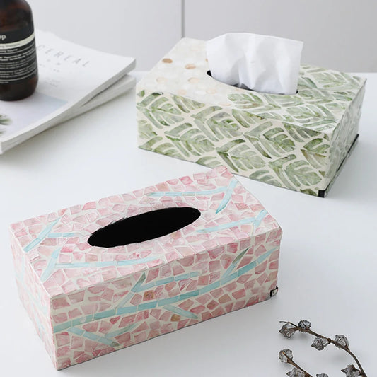 Luxury Shell Decorative Tissue Box (Pink)